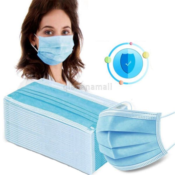 

lot blue 900pcs non woven disposable masks pm2.5 face masks 50pcs 3 layers dustproof earloop mouth masks household ha001