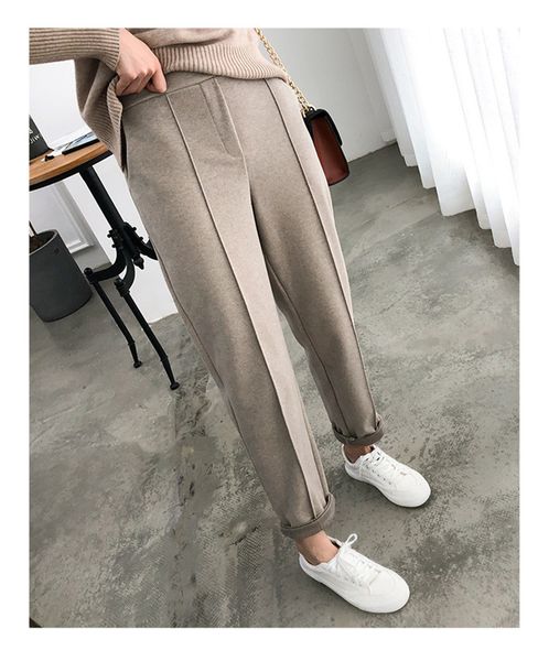

womens pants winter fashion designer 3colorl s~3xl the new 2019 straight-leg suit goes with baggy small-legged turnip pants and slacks, Black;white
