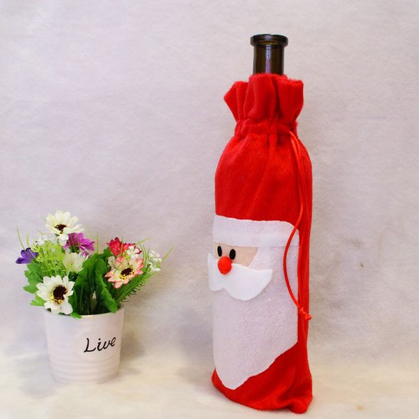 

newly red wine bottle cover bags christmas dinner table decoration santa claus new year home party decors xsd88
