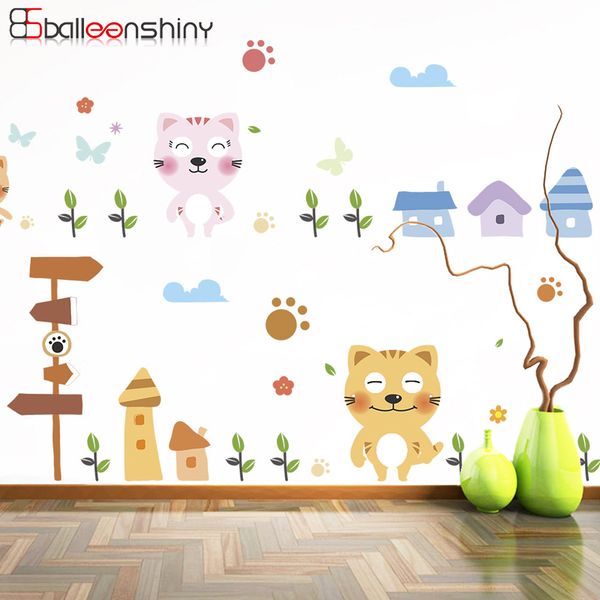 

balleenshiny bedroom cartoon cat art decal sticker child room nursery wall decoration accessories home home decor wallpapers
