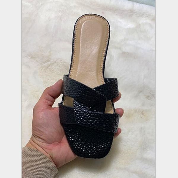 

classic women flat sandals summer simple slippers solid color flat comfort shoes woman beach slippers women sandalias mujer 2020, Black