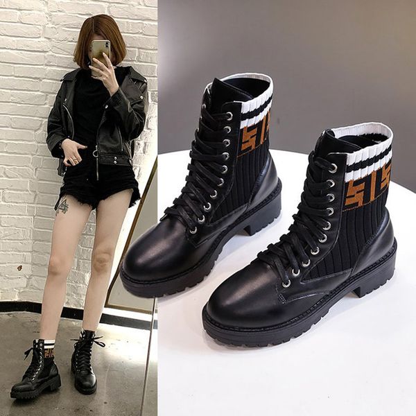 

winter boots for women platform middle tube boots women's fashion casual autumn and winter socks black shoes 2020