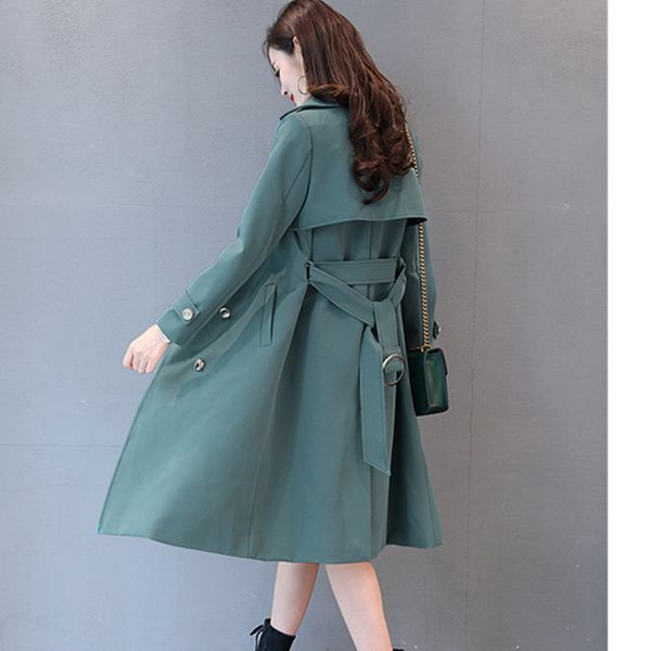

women's trench coats windbreaker size 6xl women plus 2021 boutique fashion spring slim long autumn coat solid color outerwear wa99, Tan;black