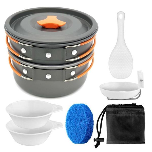 

outdoor camping portable pot cookware set hiking travel picnic tableware aluminum alloy campÂ cookingÂ supplies tableware