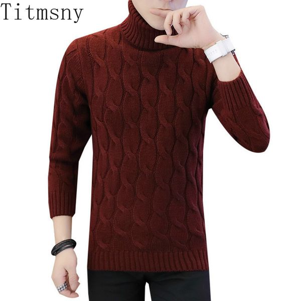 

mens wool+cotton warm winter knitted pull sweaters turtleneck pullover sweater turtleneck male man sweater mens, White;black