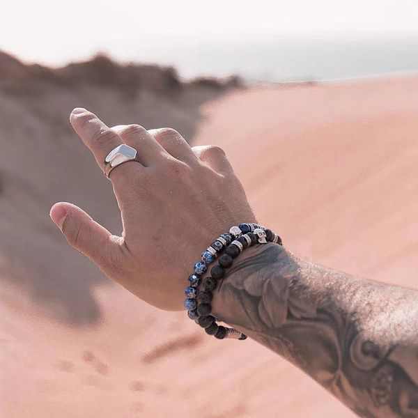 

skull bracelet natrual stone beads men jewellery beaded bracelets for women mens jewelry pulceras para hombre man braclet, Black