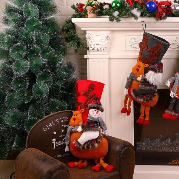 

large size christmas stocking xmas kids gift bag wall pendant elk snowman santa claus christmas tree stocking decor for home sz