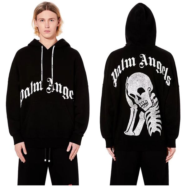 

Men women hoodie treetwear hip hop oul kull cotton ca ual big letter weat hirt pullover, Black