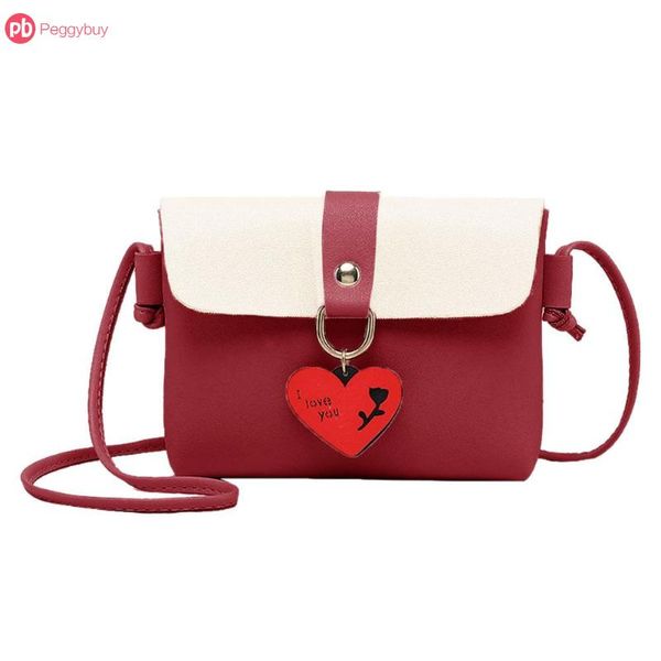 

1pcs women shoulder bag with love heart pattern pu leather girls shoulder bags 175*130*35mm