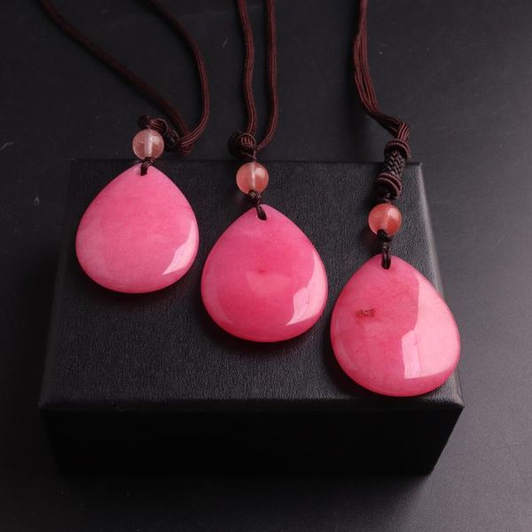 

1pcs women power necklace natural stone rose pink jaspers pendants necklaces handmade long string jewelry making drop shipping, Silver