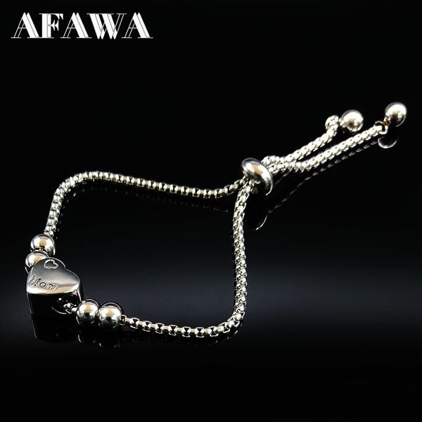 

2019 fashion mom stainless steel bracelets women silver color bead charm bracelet jewelry bracelet acier inoxydable femme b18242, Black