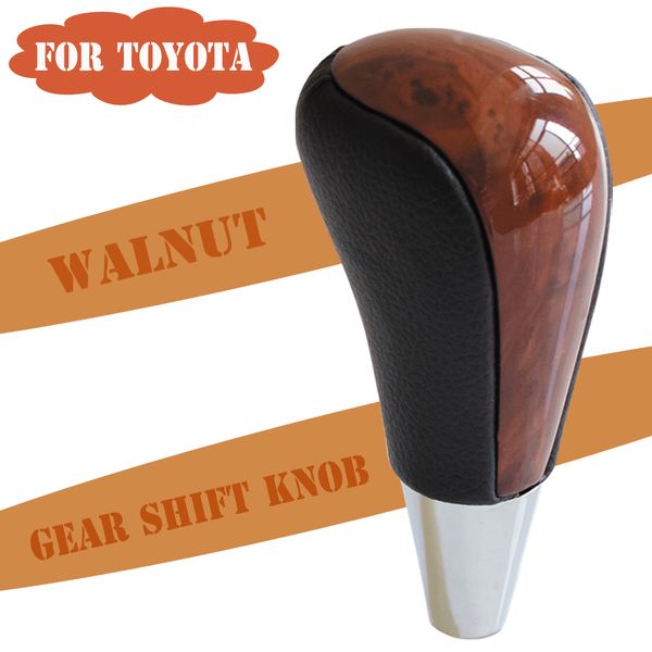 

walnut+leather new car gear stick shift knob automatic shifter for corolla camry harrier fortuner crown land cruiser