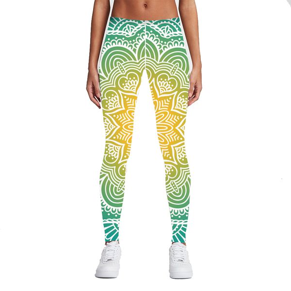 

womens leggings brand new fashion women legins mandala lights 3d printing legging high waist woman leggings green pants, Black