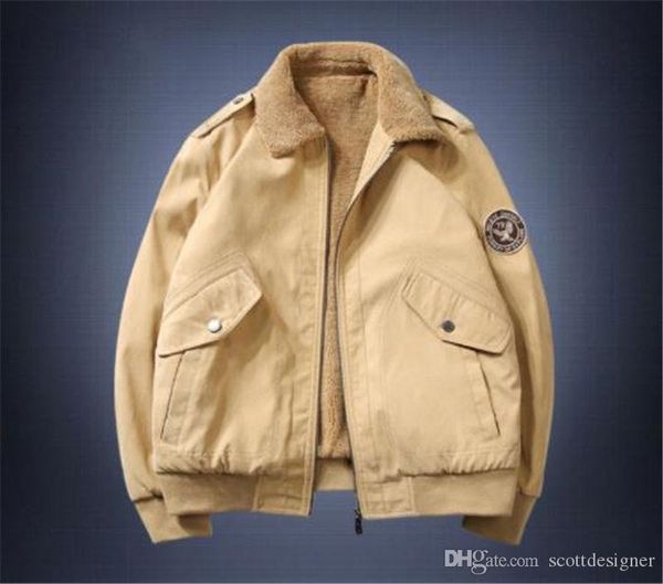 

winter mens thick warm jackets long sleeve solid color mens lapel neck outerwear casual males lamb velvet jackets, Black;brown