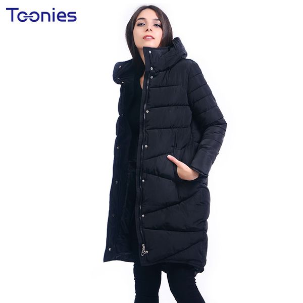 

turtleneck female long jacket coats women 2018 winter fashion slim cotton women's coat cotton thick jackets solid outerwear, Black