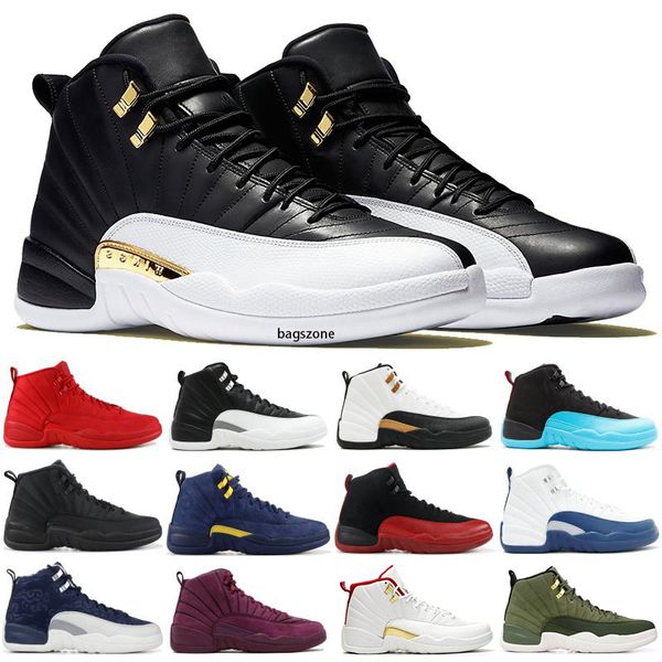 

basketball shoes 12s fiba game royal gym red wntr french blue michigan flu game nylon mens sports sneakers trainers athletics size 7-13