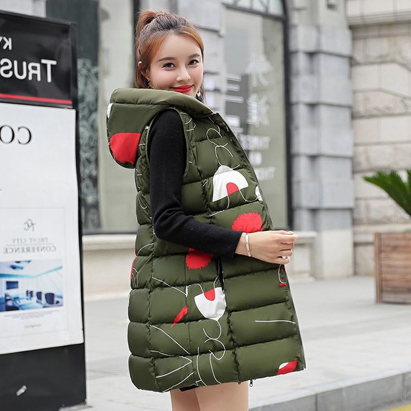 

autumn and winter double-sided wear cotton vest large size dress down feather cotton vest women's hooded mid-length waistco, Blue;black