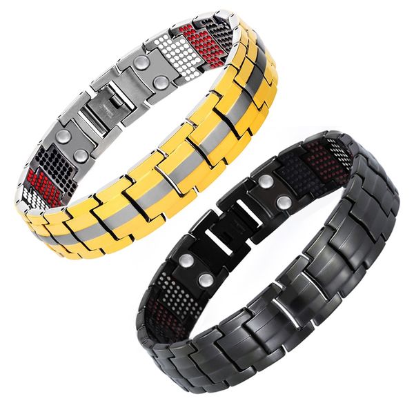 

balanced energy bracelet 4 in 1 negative ion magnetic bracelet and titanium, Black