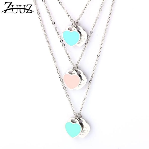 

zuuz stainless steel heart necklaces & pendants for women jewelry accessories jewellery chain femme friends initial, Silver