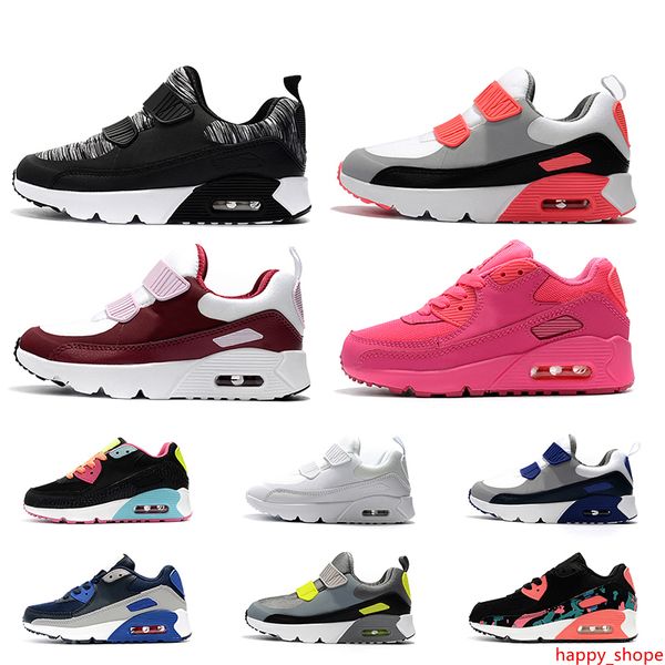 

fashion kids children boys girls trainers sneakers laces slip-on 90 running shoes black white pink blue volt air cushions kid children shoes