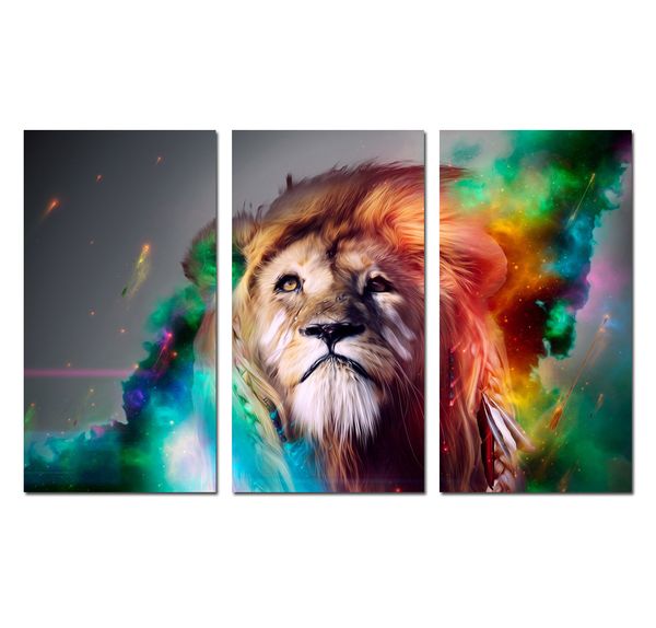 

3 panels modern fantasy animal awesome lion landscape print painting canvas wall art gift picture office living room home decor hyp-a1095