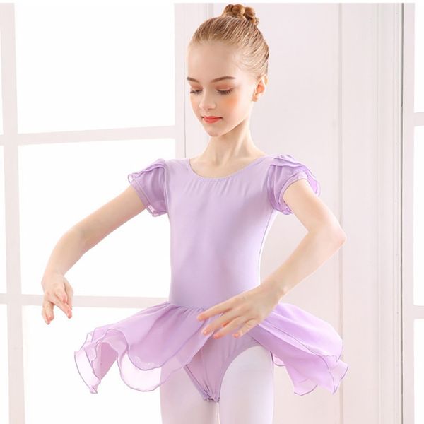 

балет купальники девушки дети балета туту шифоновое платье танцы танец practice платья танец купальник с коротким рукавом одежда, Black;red