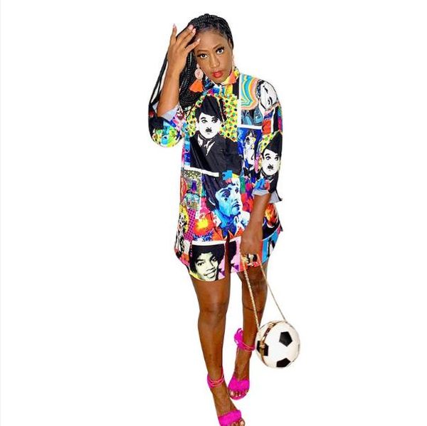 

женская дизайнерская рубашка платье мода печатные длинные рукава платье повседневные женские платья, Black;gray