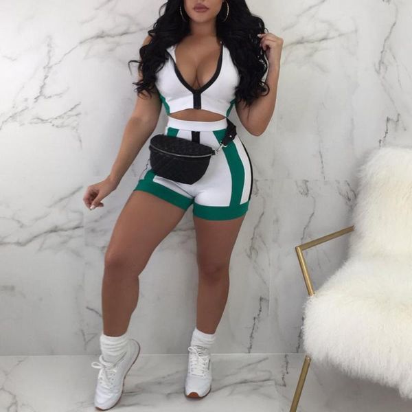 

2020 summer two piece short set for women tracksuit outfits co-ord crop matching clothing hoodies club shorts sprotsuit, White