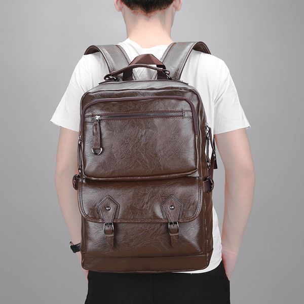 

new men's bags fashion casual leather men's shoulder bag large-capacity computer backpack