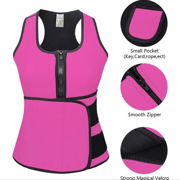 

fitness yoga sweat zipper heat jacket adjustable belt diving material abdominal corset