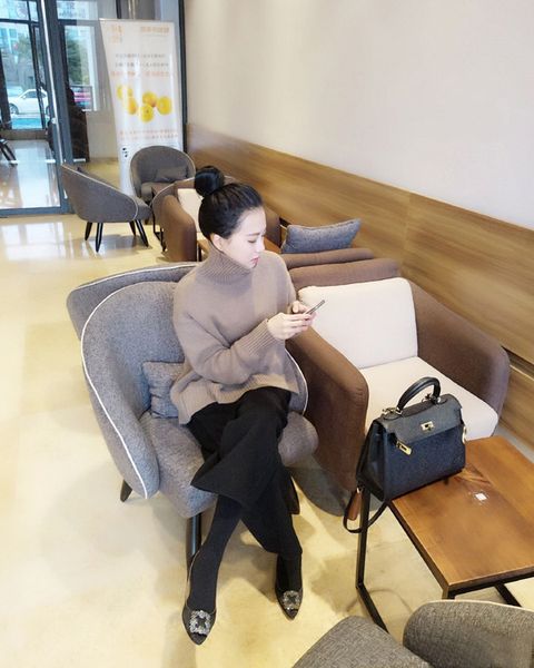 

new high waisted woman wool wide leg pants casual solid calf-length woolen trousers black pockets palazzo pants plus size, Black;white