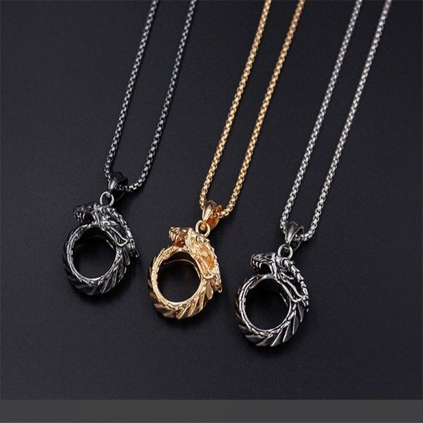 

nordic vikings dragon biting tail animal amulet talisman pendant viking necklaces drop shipping 2020 new arrivals, Silver