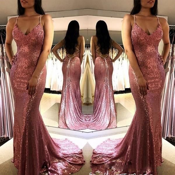 Sparkly Lantejoula Vestidos de Baile Longo 2019 Sereia Spaghetti Correias Vestidos de Noite Formal Barato Cocktail Party Ball Dress