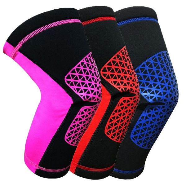 

basketball elastic knee pad football knee brace support leg sleeve protector compression brace sleeve kneepad sport safety, Black;gray
