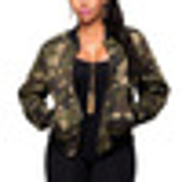

stylish womens camo bomber jacket army zip up outwear coats s~xl, Black;brown