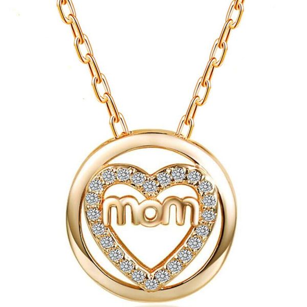 

fashion zircon circle heart mom shaped mother pendant necklace, Black