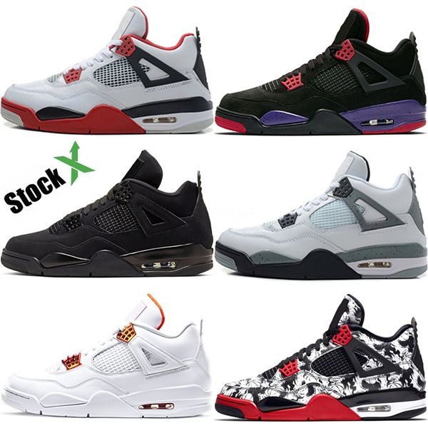 

2020 4 bred mens basketball shoes 4s iv black cement grey fire red sports sneakers with size us7--13 ment #849