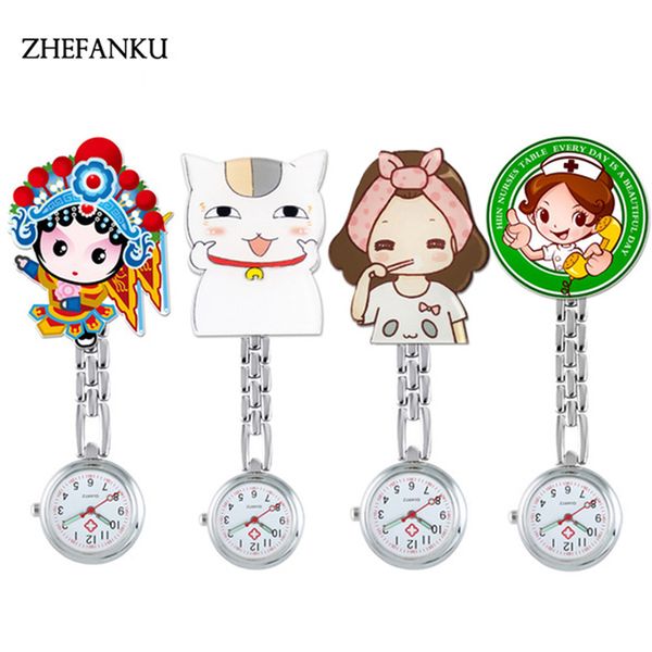 

creative medical nurses watches doctor portable fob watch brooches quartz clip-on pendant hanging quartz clock relogio de bolso, Slivery;golden
