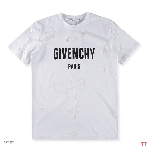 

mens and women t shirts casual brand fashion short sleeve big hole shirt letter printed crew neck tees s-2xl, White;black