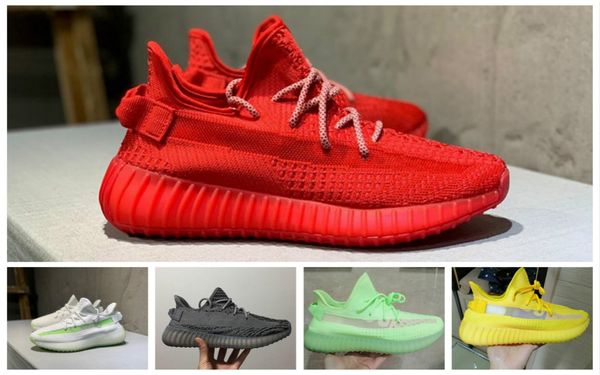 

2019 v2 kanye west true hyperspace clay static running shoes mens women cream yellow green white beluga 2.0 sport sneakers 36-48