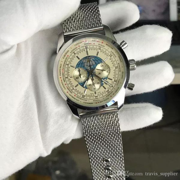 

Роскошный Бренд Whosale Breit 1884 Мужские Часы Серебряный Циферблат Кварцевый Механизм