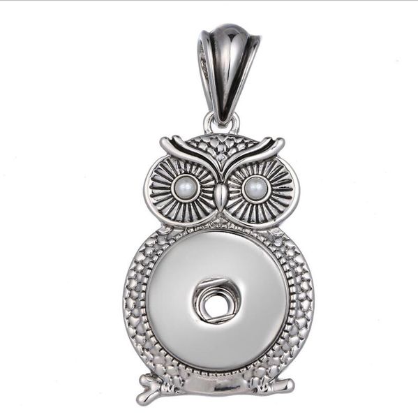 

owl pendant jewellery 18mm silver plated noosa chunks snap button pendants rhinestone necklace jewelry for sale