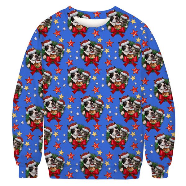 

men's christmas fun ugly 3d print long sleeve christmas sweatshirt blouse, White;black