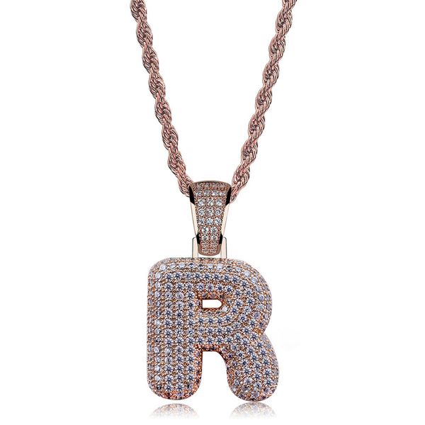 

fashion 26 letter pendant rose plated with zircon micro-set hip hop men and women necklace, Silver