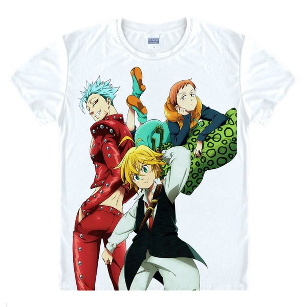 

anime shirt the seven deadly sins t-shirts multi-style short 7ds meliodas hawk ban cosplay motivs vintage printed shirts tee-style154-no01, White;black