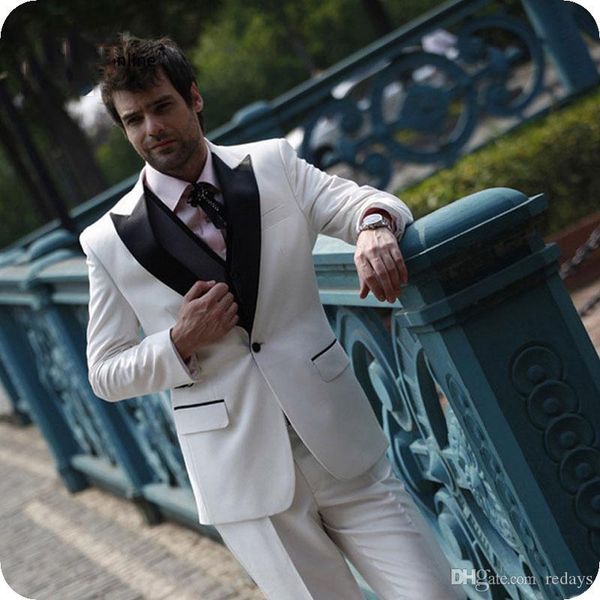 

latest groom wedding suits men tuxedos groomsmen outfits white ck suits pants slim costume homme trajes de hombre black peak lapel 3piece, Black;gray