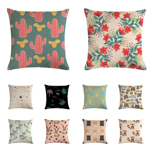 

наволочка тропические листья льняной мультфильм животных 45cmx45cm подушка обложка площади promotion home decor almofadas fundas zy695