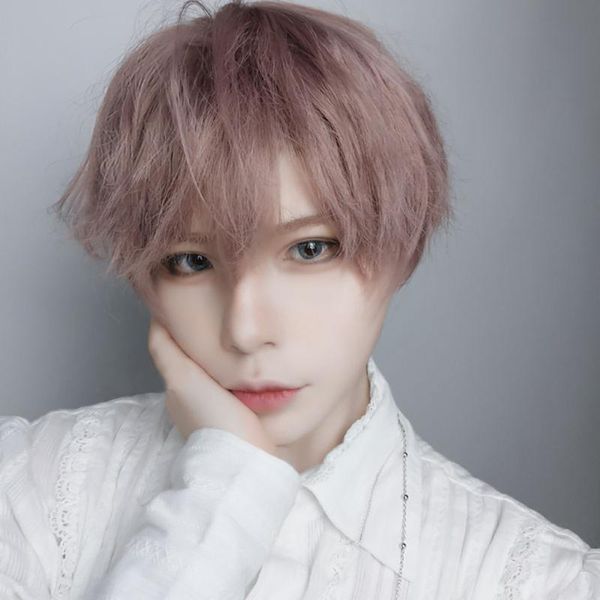 

synthetic wigs buqi short grey brown black blonde fake hair heat resistant men's for cosplay anime party daily lolita