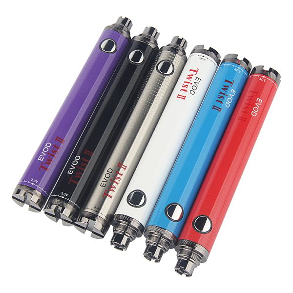 5pcs 1600mAh eVod Twist 2 II Vaper Pen 510 Thread VV Batteria Tensione variabile regolabile eGo C Twist Vision Spinner II Vaporizzatore