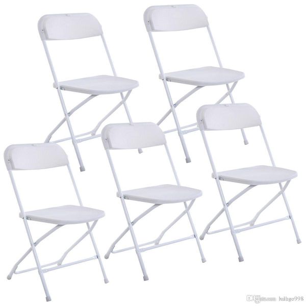 

new set of 5 plastic folding chairs wedding party event chair commercial white